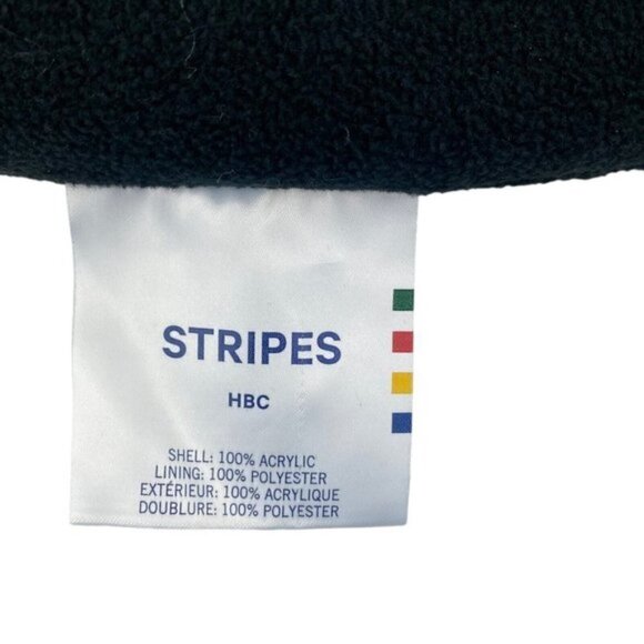 Hudson's Bay HBC Stripes Sterling Silver Striped Fleece Lined Knit Mittens S/M - Picture 6 of 7